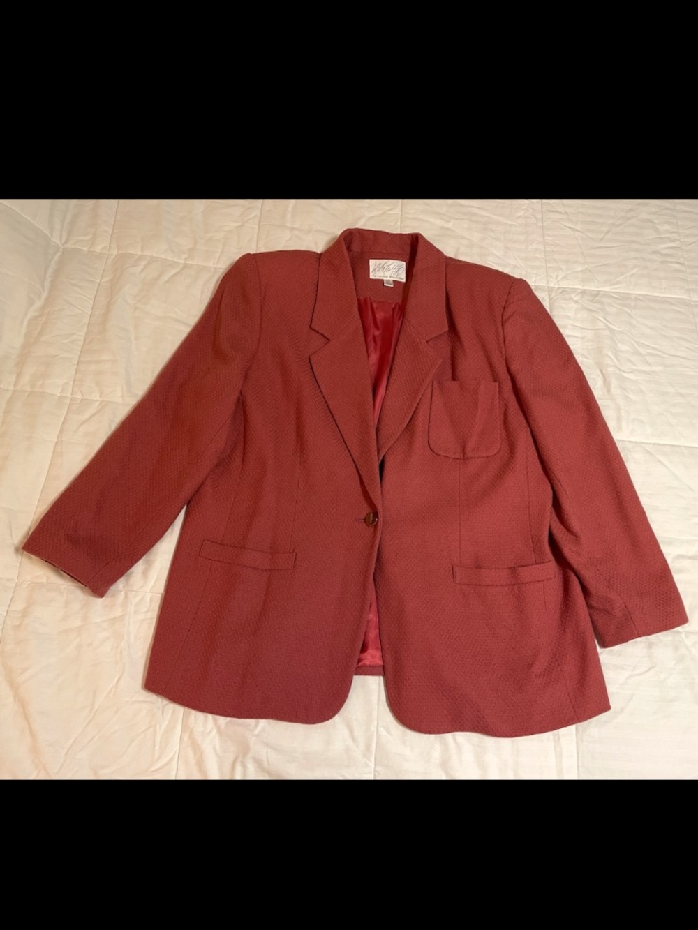 VTG Lord & Taylor Woolmark Wool Blazer Women’s 20W Plus Pink Coral Basket Weave